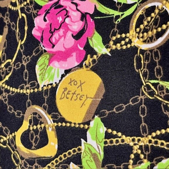 Betsey Johnson Secret Garden Top Roses Gold Rings Hearts - Black/Pink - L - Picture 6 of 10